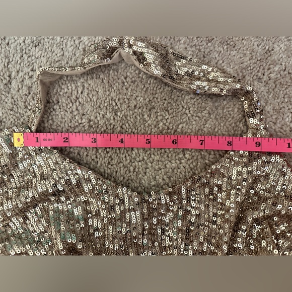 SOLD-Anthropologie Sequin Gold Party Crop Top XL - Picture 5 of 6